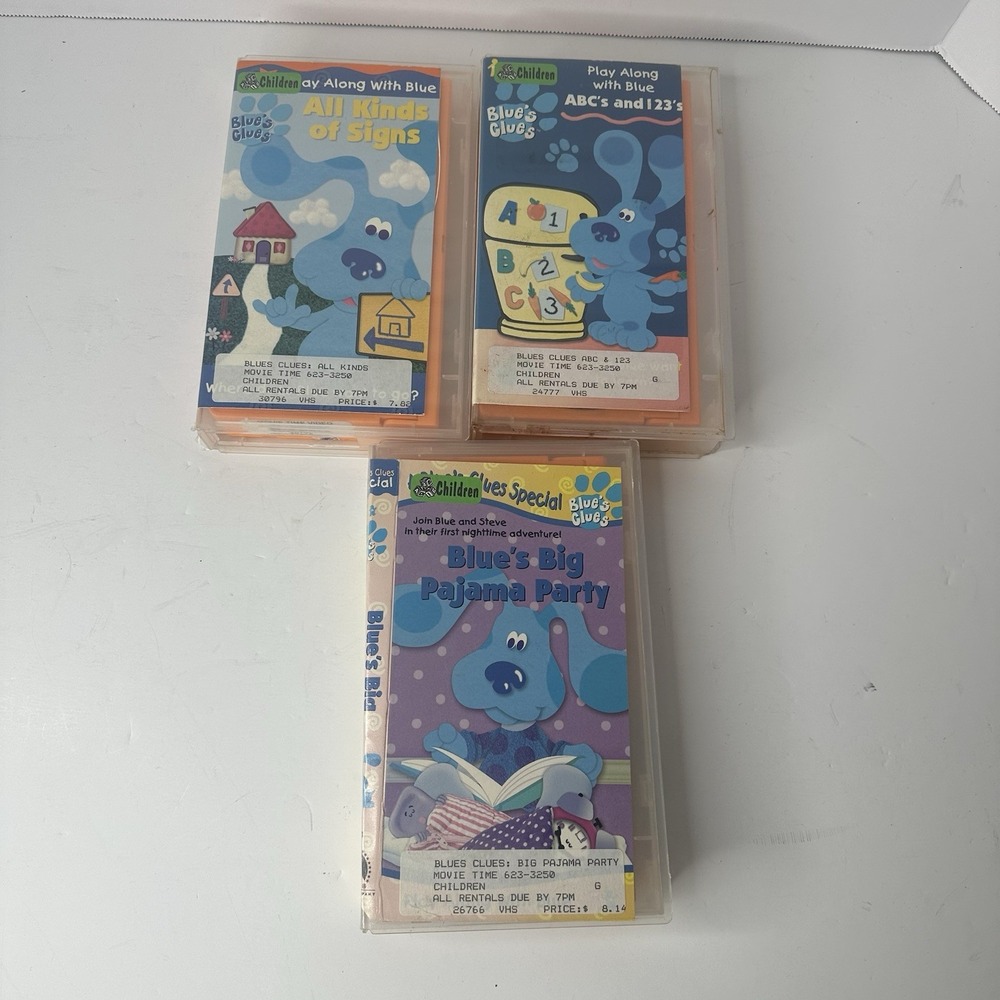 Blues Clues VHS Lot All Kinds of Signs Pajama Party ABCs 123s Nick Jr Paramount
